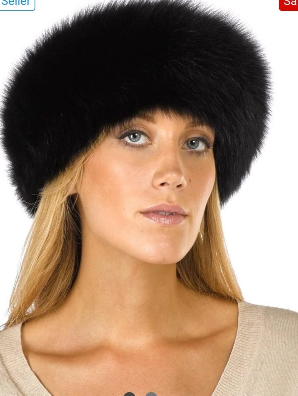 Black Fox Fur Headband - Luxurious Winter Accessory